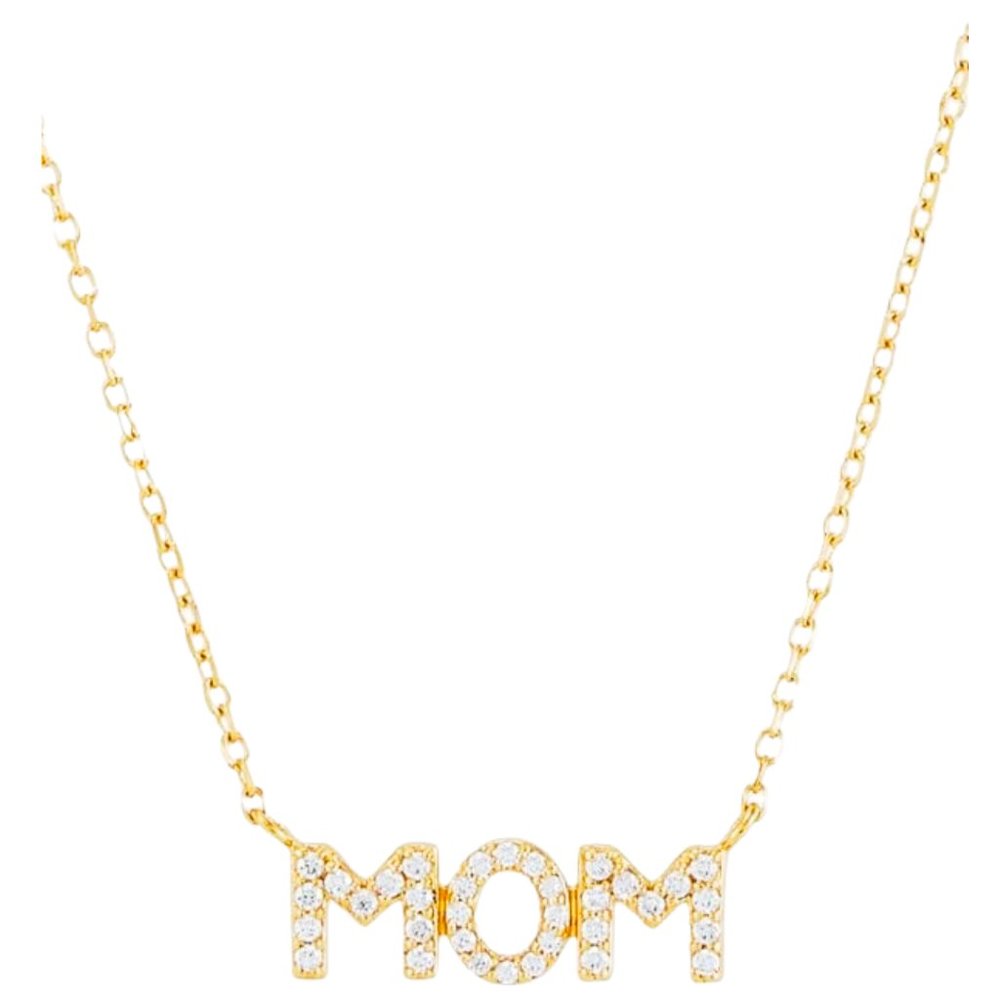 Crislu 18K Gold Plated MOM Necklace – Sparkling CZ Pendant, 18" Chain Gift